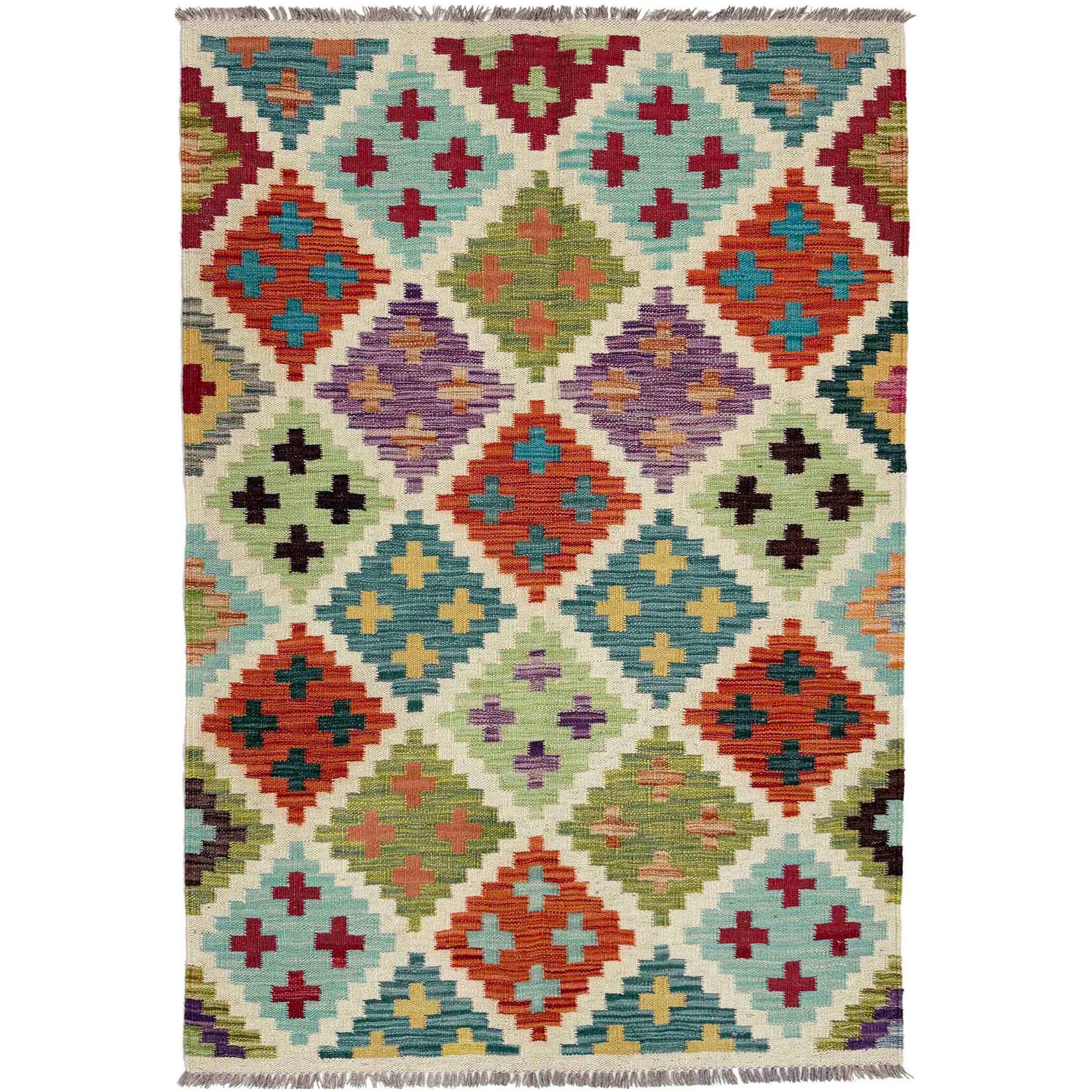 Handmade Vegetable Kilim 3' 4" x 4' 11" ft / 101 x 151 cm - No. Y39172