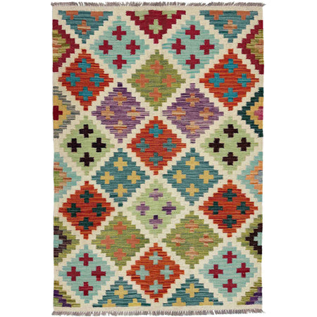 Handmade Vegetable Kilim 3' 4" x 4' 11" ft / 101 x 151 cm - No. Y39172