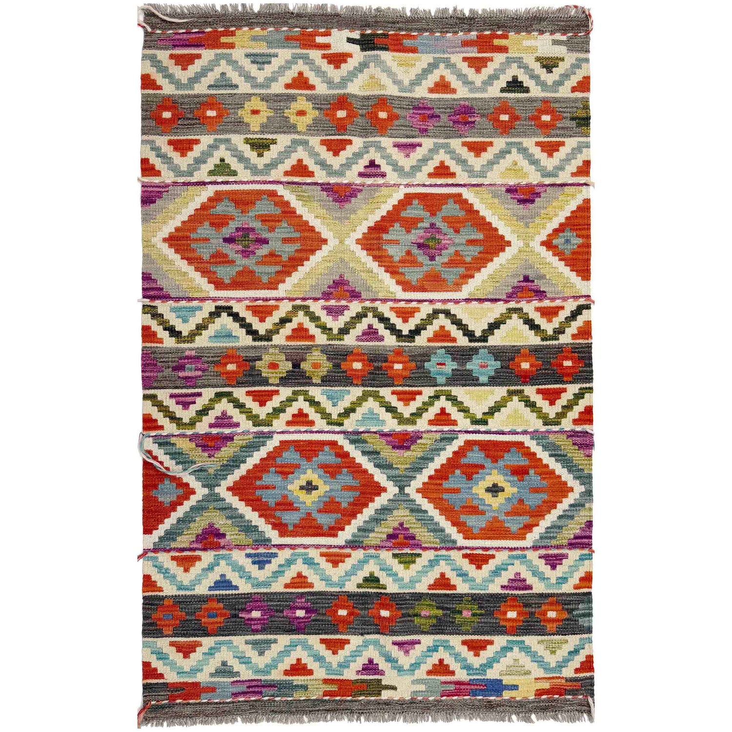 Handmade Vegetable Kelim 3' 3" x 5' 1" ft / 99 x 154 cm - No. Y39173