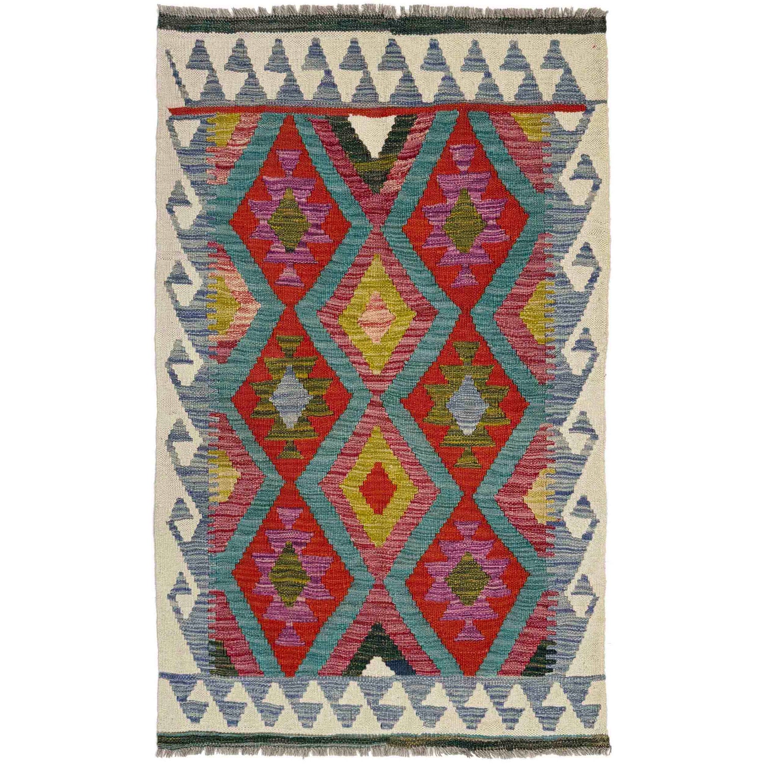 Handmade Vegetable Kilim 3' 1" x 4' 6" ft / 93 x 138 cm - No. Y39174