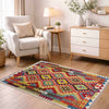 Hand Woven Wool Kelim 3' 7" x 4' 11" ft / 110 x 151 cm - No. Y39176