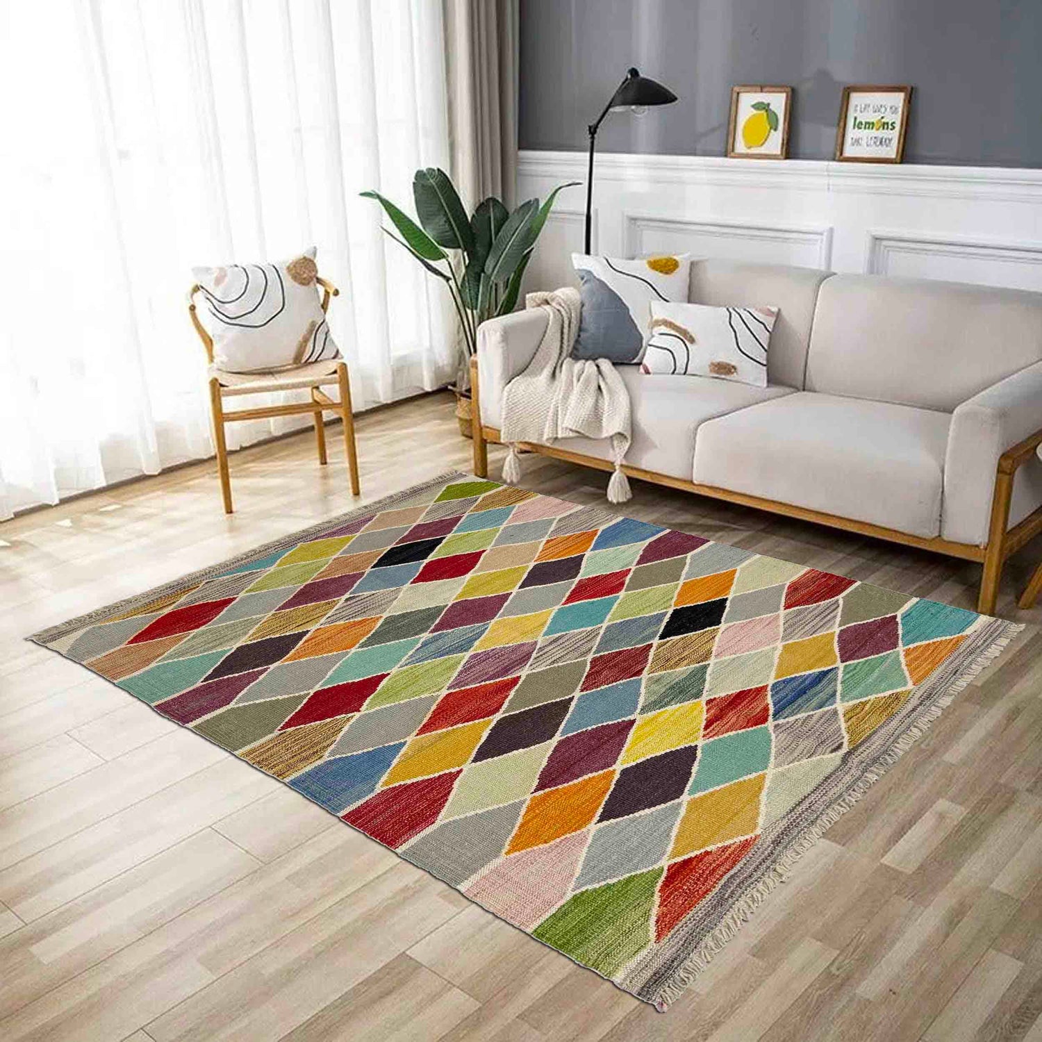Handmade Turkish Design Wool Kilim 3' 3" x 4' 11" ft / 100 x 150 cm - No. Y39177