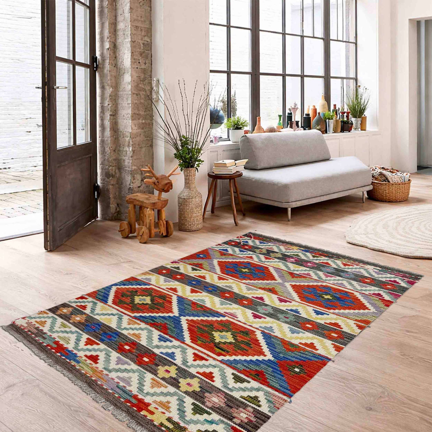 Small Size Chobi Kilim 3' 3" x 5' 2" ft / 100 x 157 cm - No. Y39178