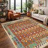 Hand Knotted Afghan Style Kilim 4' 6" x 6' 7" ft / 136 x 200 cm - No. Y39180