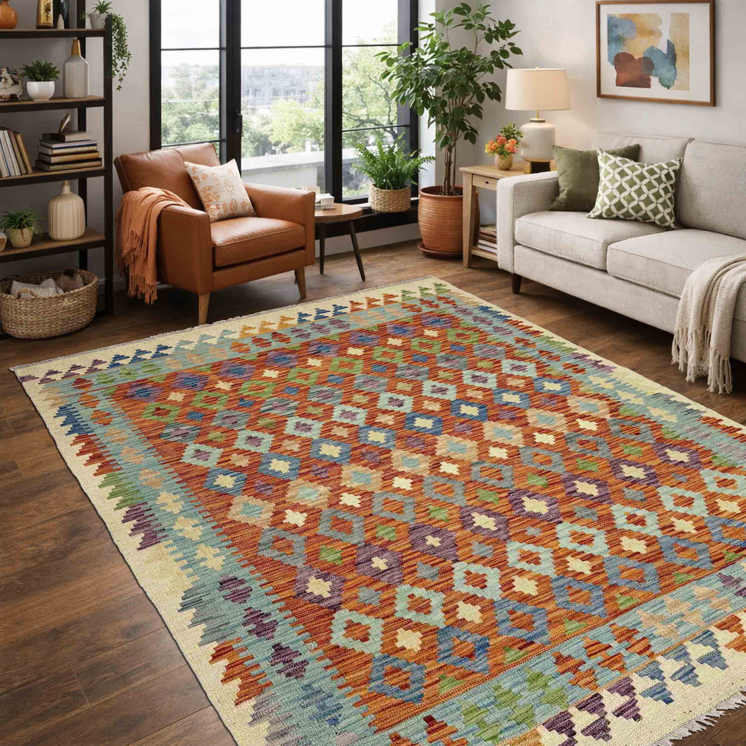 Handmade Turkish Wool Rug – Traditional Kilim Style. – ALLRUGO