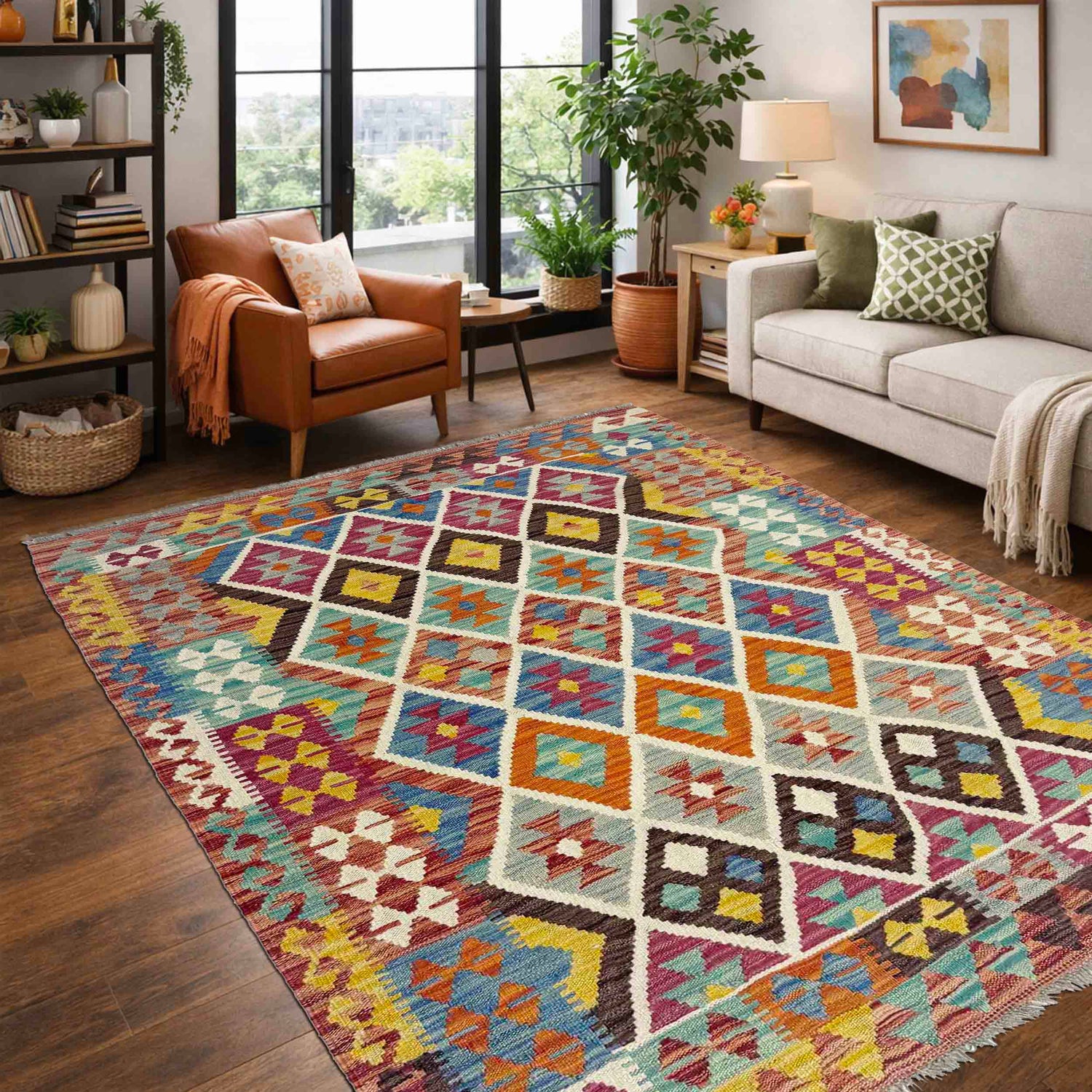 Small Size Chobi Kilim 4' 2" x 5' 9" ft / 126 x 176 cm - No. Y39187