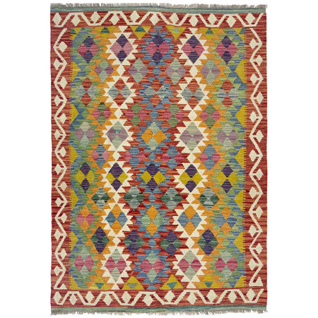 Hand Knotted Flatweave Kilim 4' 2" x 6' 0" ft / 127 x 183 cm - No. Y39189