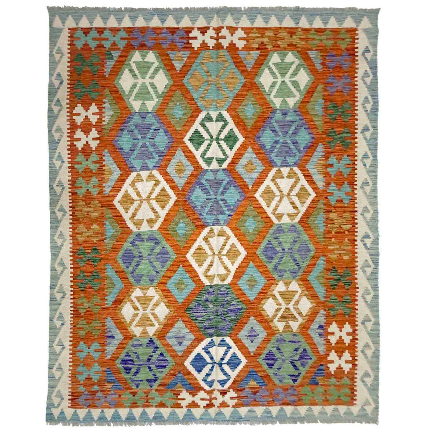 Hand Knotted Afghan Style Kilim 5' 7" x 8' 1" ft / 171 x 246 cm - No. Y39190