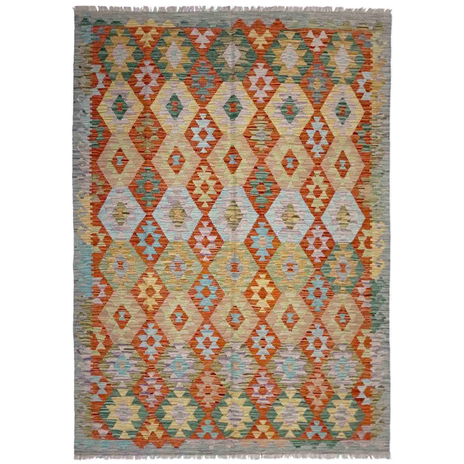 Hand Woven Wool Kelim 5' 7" x 8' 0" ft / 170 x 244 cm - No. Y39191