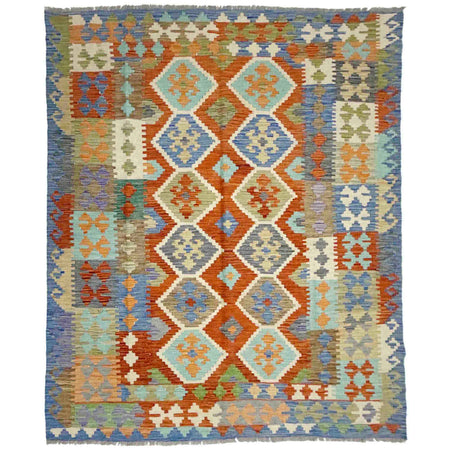 Handmade Turkish Design Wool Kilim 6' 1" x 8' 0" ft / 185 x 244 cm - No. Y39192