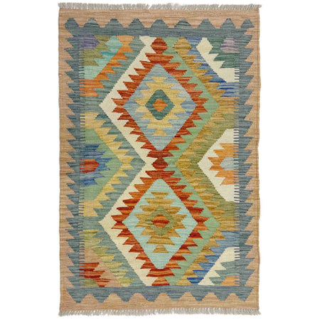 Hand Made Afghan Kilim 2' 7" x 3' 11" ft / 79 x 120 cm - No. Y39196