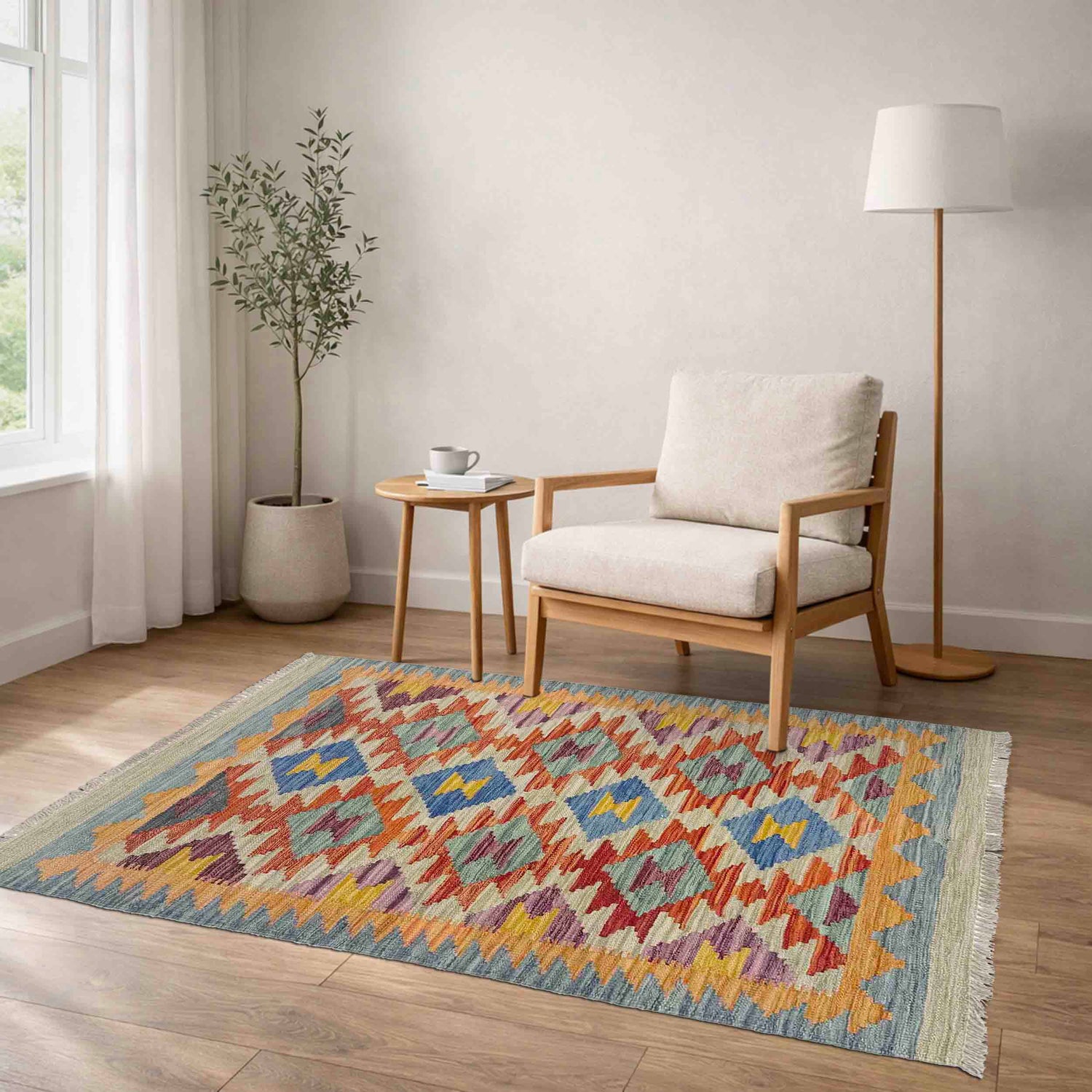 Handmade Vegetable Kelim 2' 8" x 4' 4" ft / 81 x 131 cm - No. Y39199