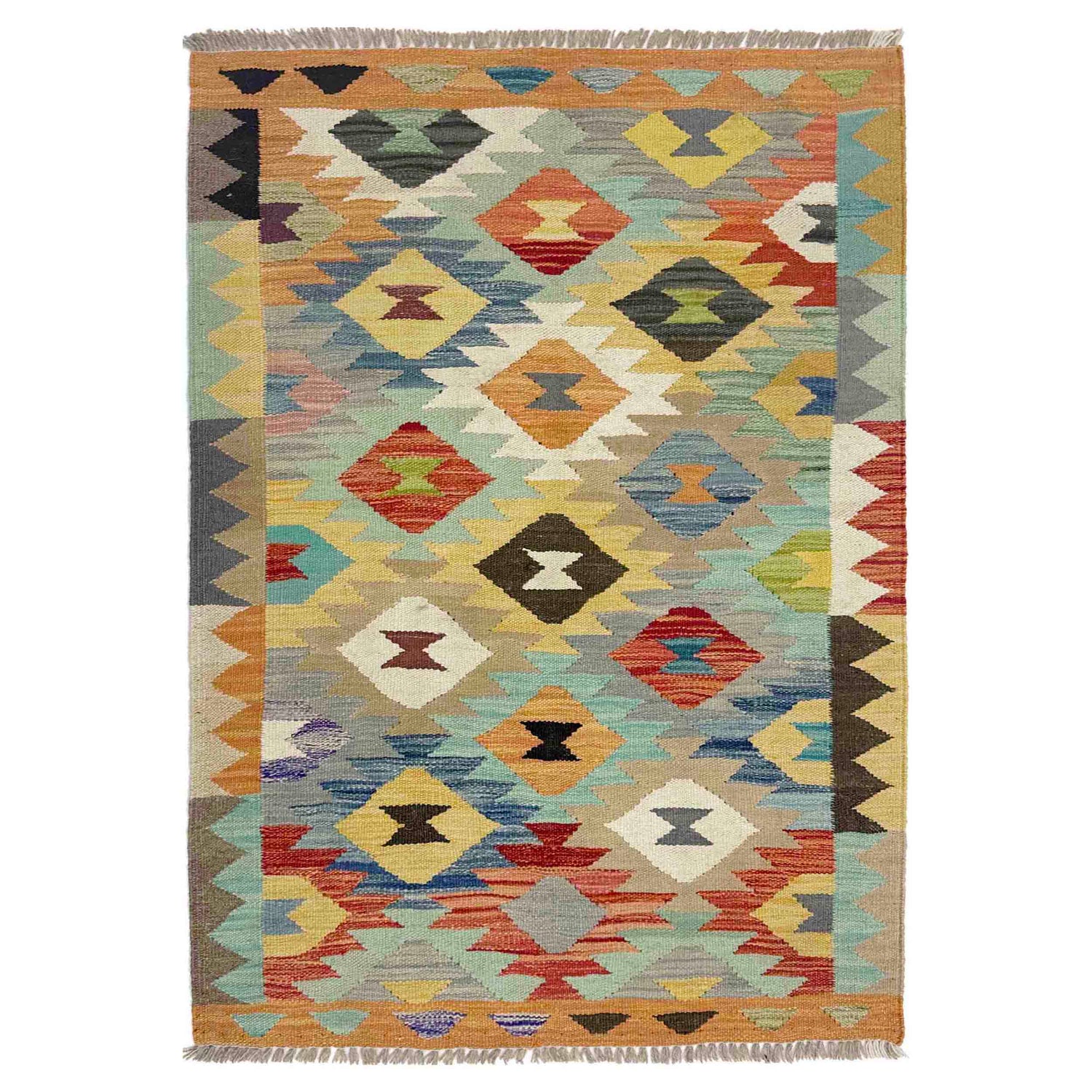 Hand Knotted Afghan Style Kilim 2' 7" x 4' 0" ft / 80 x 122 cm - No. Y39200
