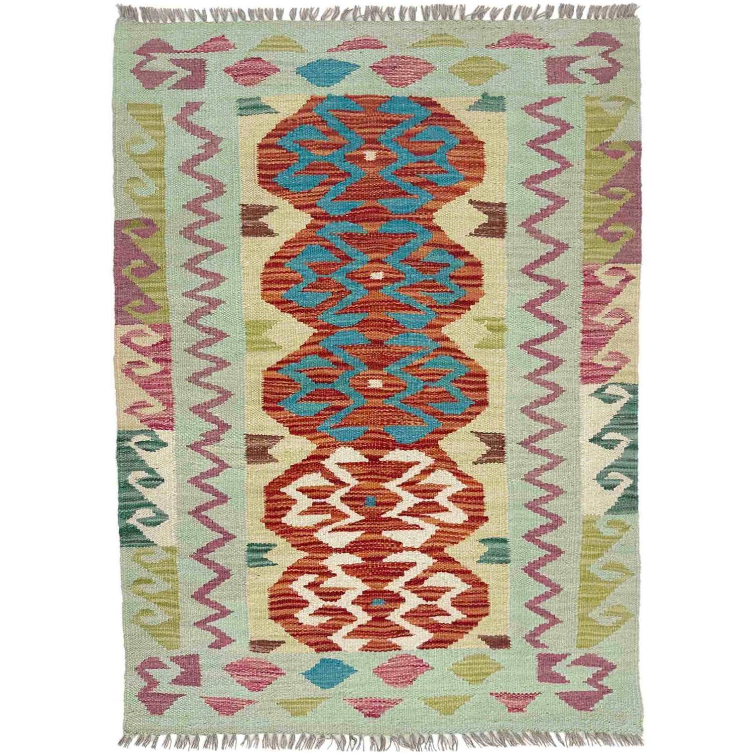 Hand Woven Wool Kelim 2' 7" x 4' 0" ft / 79 x 121 cm - No. Y39201