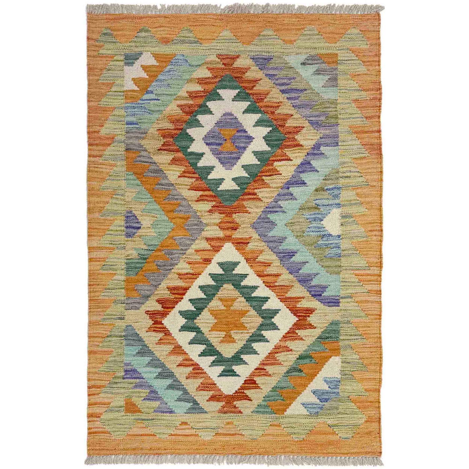 Handmade Turkish Design Wool Kilim 2' 6" x 4' 1" ft / 77 x 125 cm - No. Y39202