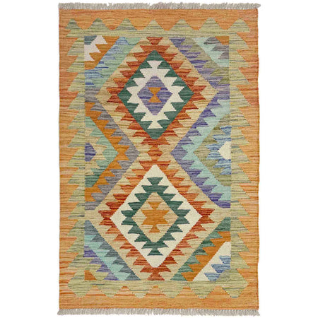 Handmade Turkish Design Wool Kilim 2' 6" x 4' 1" ft / 77 x 125 cm - No. Y39202