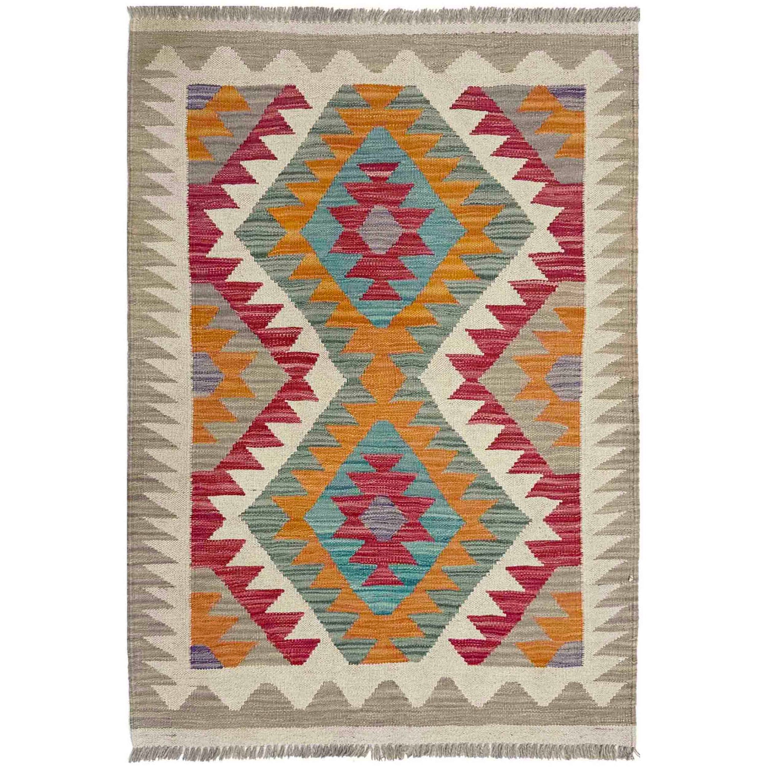 Handmade Afghan Vegetable Kilim 2' 9" x 4' 0" ft / 85 x 123 cm - No. Y39205