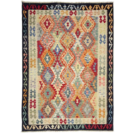 Hand Made Afghan Kilim 5' 9" x 7' 9" ft / 175 x 235 cm - No. Y39208