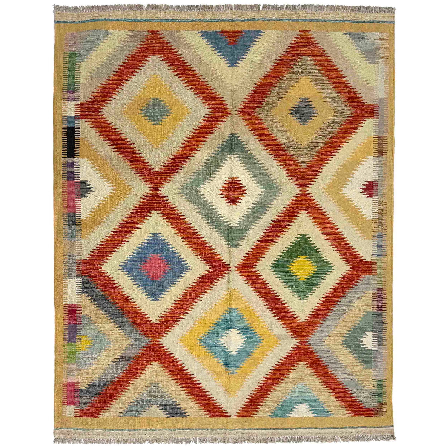 Handmade Vegetable Kelim 4' 11" x 6' 6" ft / 150 x 198 cm - No. Y39211