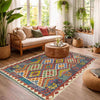 Handmade Afghan Vegetable Kilim 4' 1" x 6' 0" ft / 125 x 182 cm - No. Y39213
