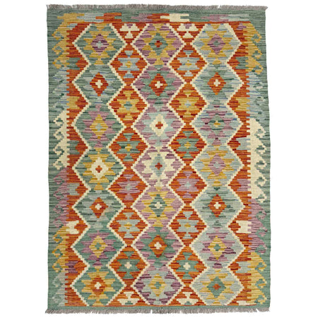 Hand Knotted Flatweave Kilim 4' 0" x 5' 11" ft / 123 x 180 cm - No. Y39215