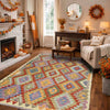 Multi Color ful Flat-Weave Wool Kilim 3' 11" x 5' 11" ft / 120 x 180 cm - No. Y39216