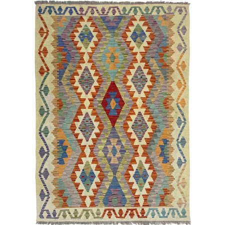 Handmade Vegetable Kilim 4' 0" x 6' 4" ft / 122 x 194 cm - No. Y39218