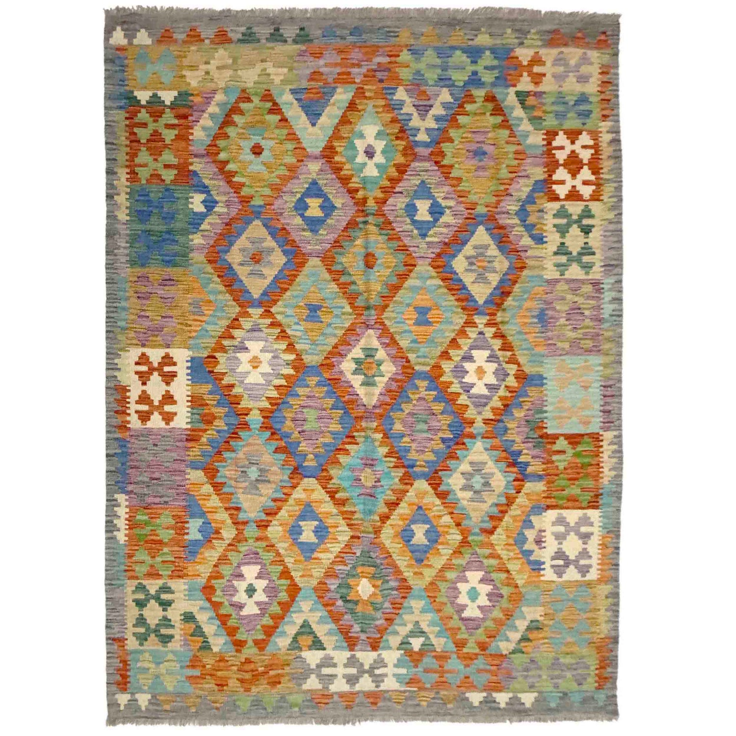Handmade Vegetable Kilim 5' 8" x 8' 2" ft / 173 x 249 cm - No. Y39220