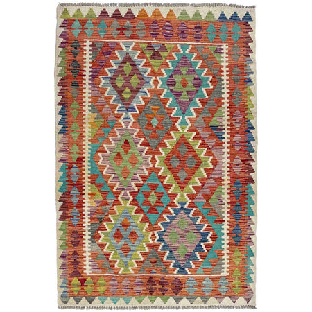 Hand Made Afghan Kilim 3' 5" x 4' 11" ft / 104 x 150 cm - No. Y39223