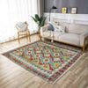 Multi Color ful Flat-Weave Wool Kilim 3' 4" x 4' 10" ft / 101 x 148 cm - No. Y39224