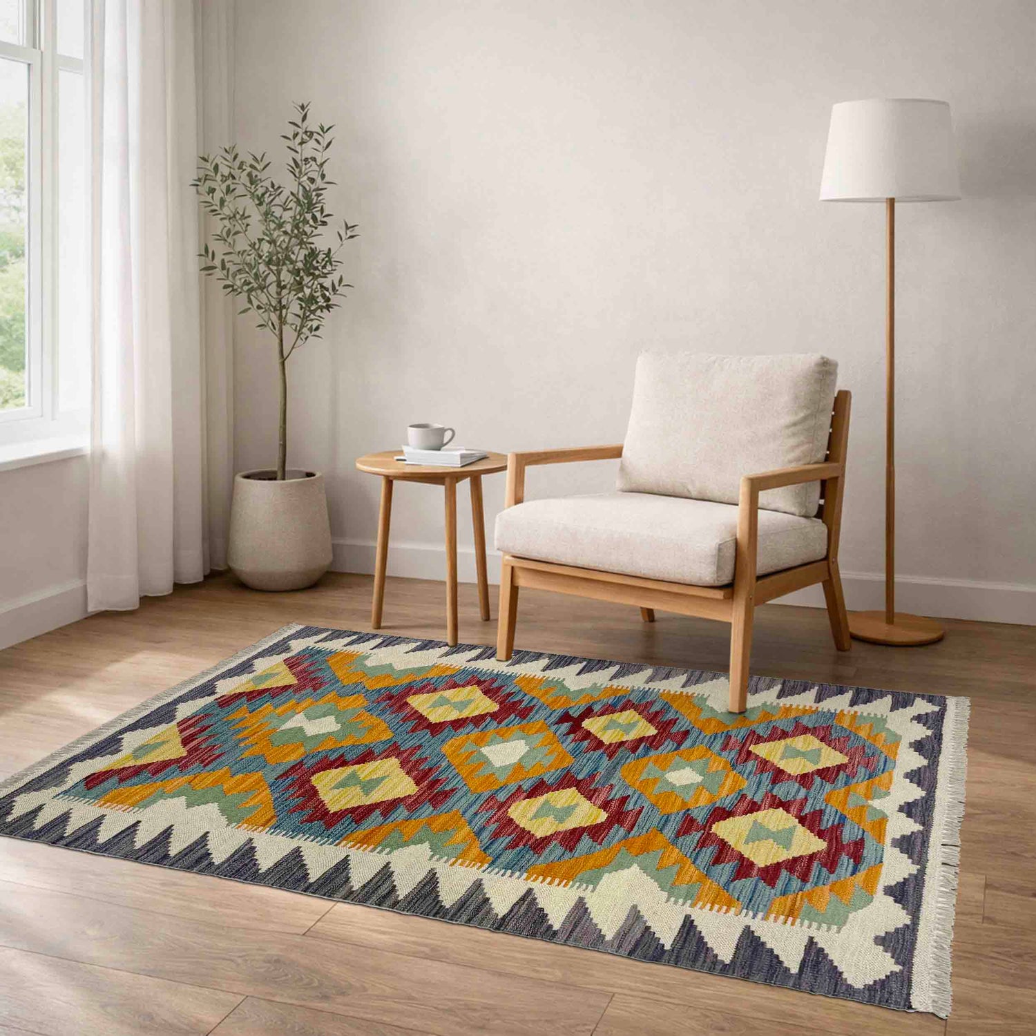 Handmade Vegetable Kilim 2' 10" x 4' 1" ft / 87 x 124 cm - No. Y39226