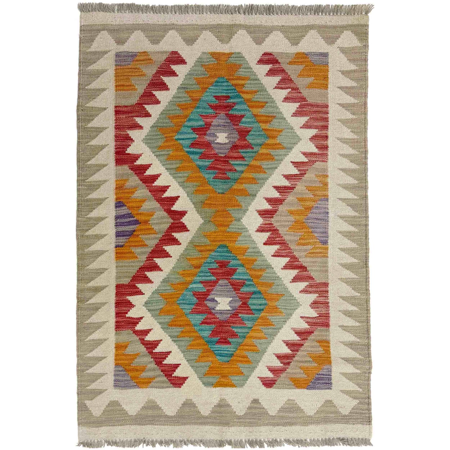 Hand Knotted Afghan Style Kilim 2' 9" x 4' 0" ft / 84 x 122 cm - No. Y39229