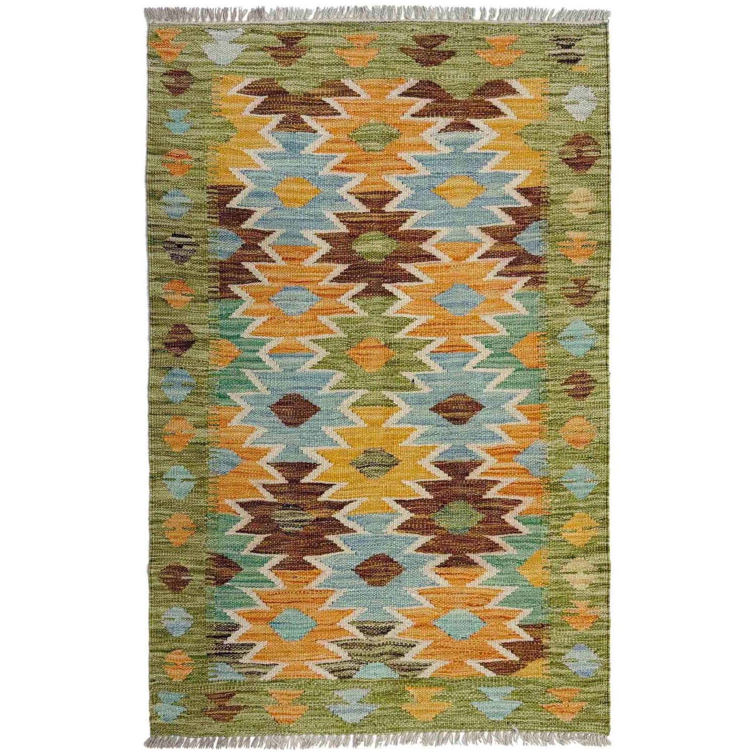 Hand Woven Wool Kelim 2' 8" x 4' 3" ft / 81 x 130 cm - No. Y39230