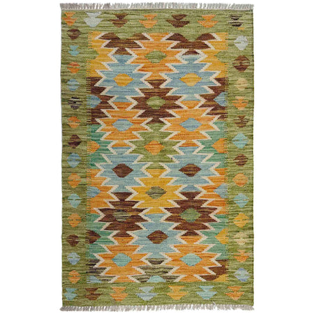 Hand Woven Wool Kelim 2' 8" x 4' 3" ft / 81 x 130 cm - No. Y39230