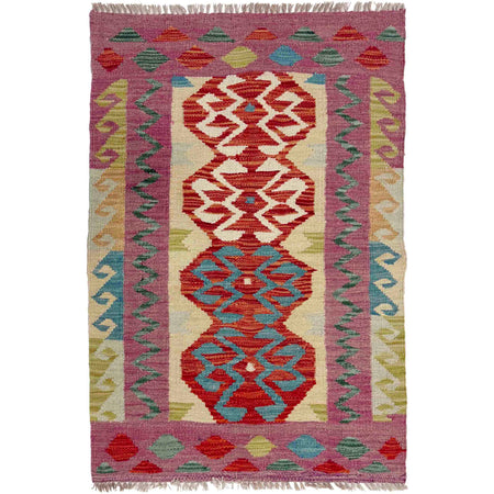 Handmade Afghan Vegetable Kilim 2' 8" x 3' 11" ft / 81 x 120 cm - No. Y39234
