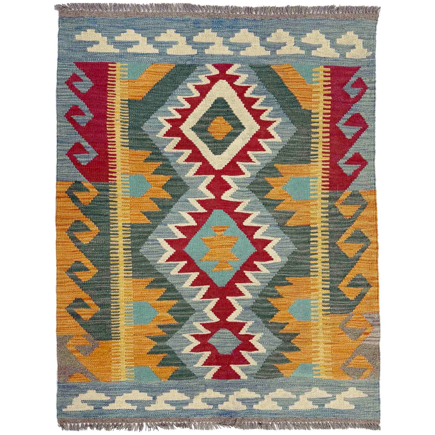 Hand Made Afghan Kilim 2' 11" x 4' 0" ft / 89 x 122 cm - No. Y39235