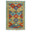 Multi Color ful Flat-Weave Wool Kilim 2' 7" x 4' 1" ft / 78 x 125 cm - No. Y39236