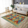 Multi Color ful Flat-Weave Wool Kilim 2' 7" x 4' 1" ft / 78 x 125 cm - No. Y39236