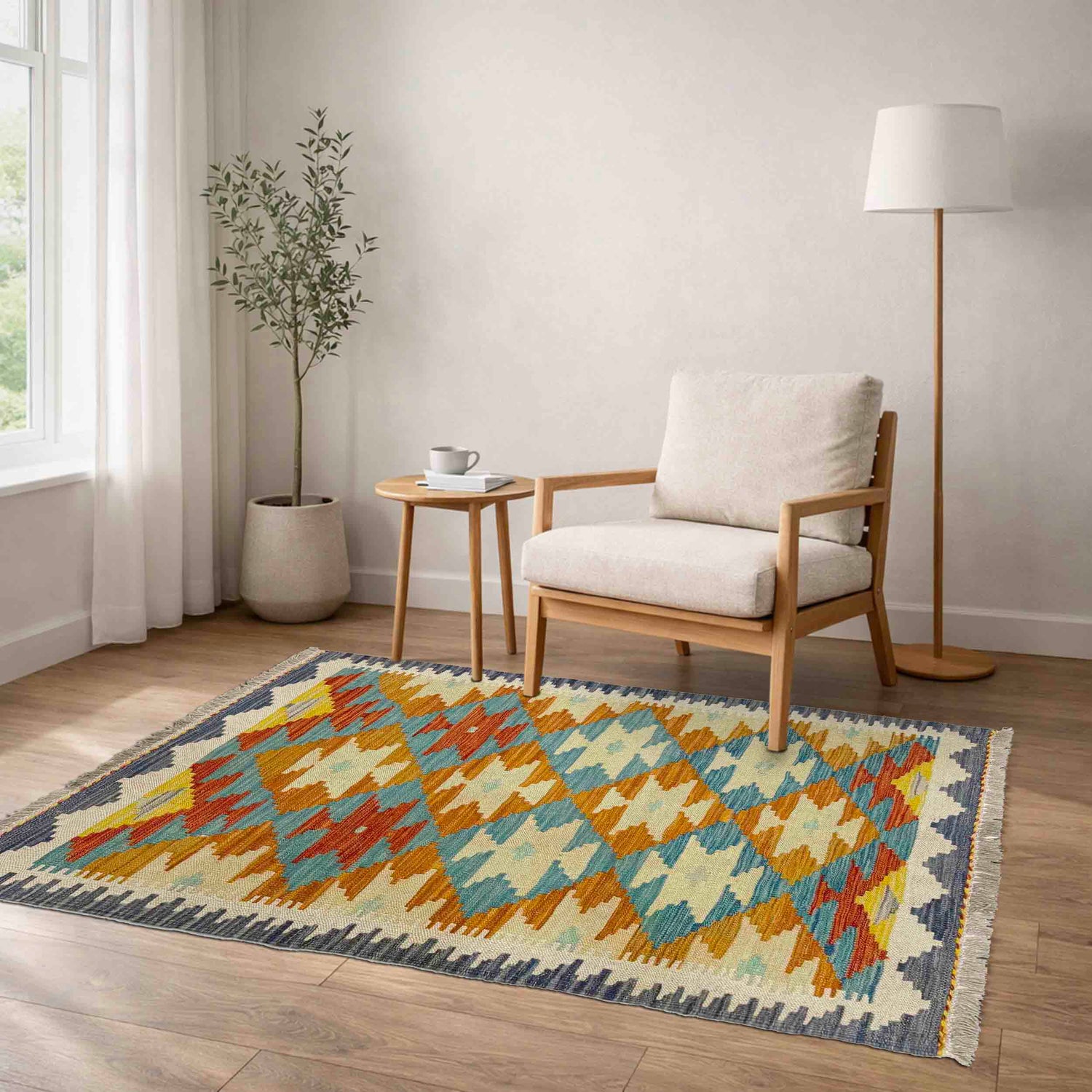 Handmade Vegetable Kelim 2' 8" x 4' 3" ft / 82 x 130 cm - No. Y39238