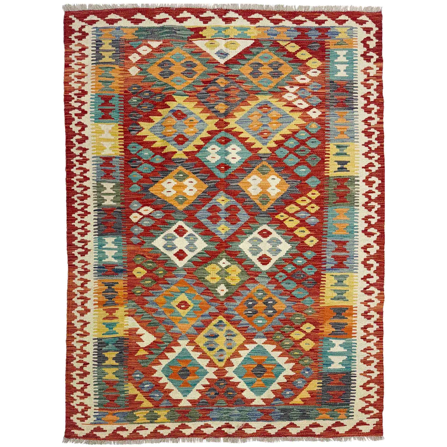 Handmade Vegetable Kelim 4' 4" x 6' 2" ft / 133 x 188 cm - No. Y39240