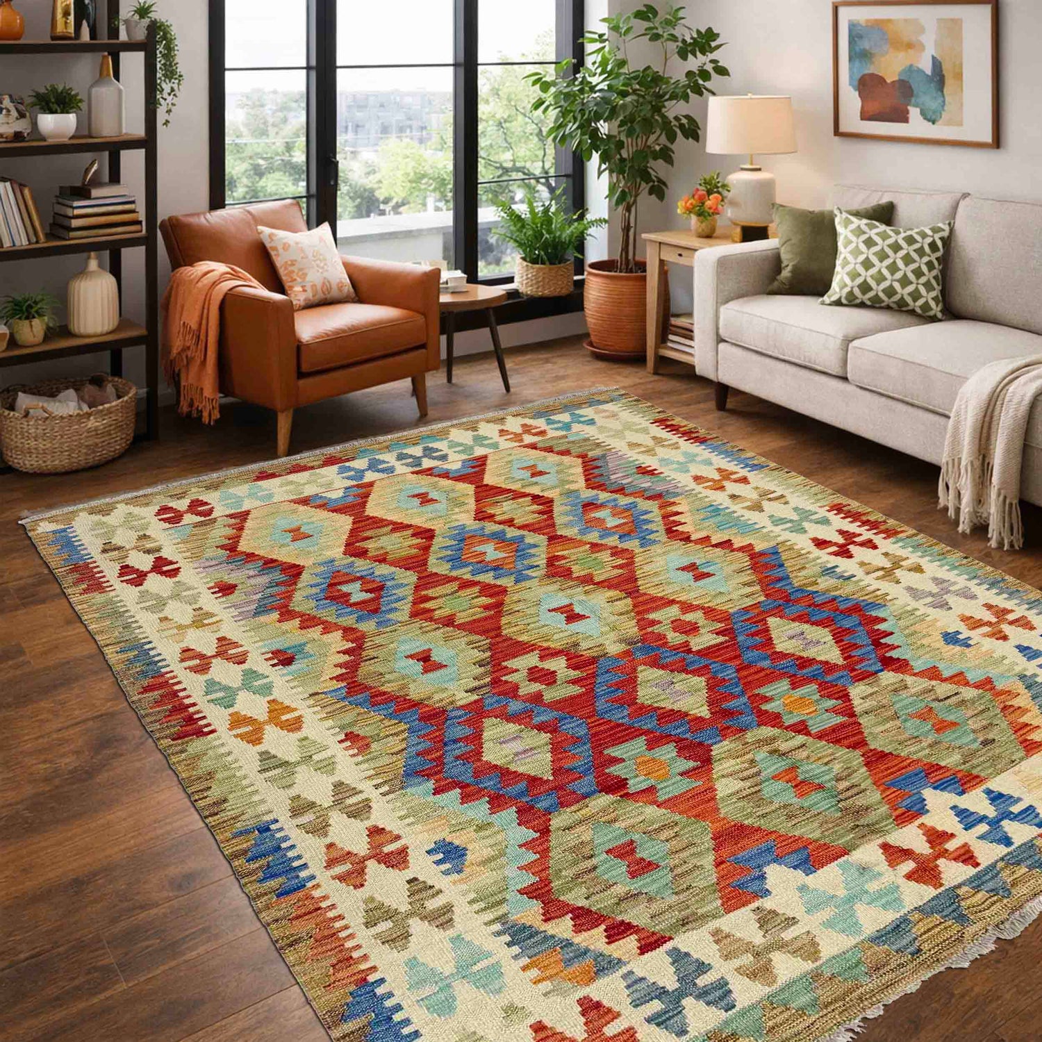 Medium Size Chobi Kilim 4' 11" x 6' 3" ft / 151 x 190 cm - No. Y39243