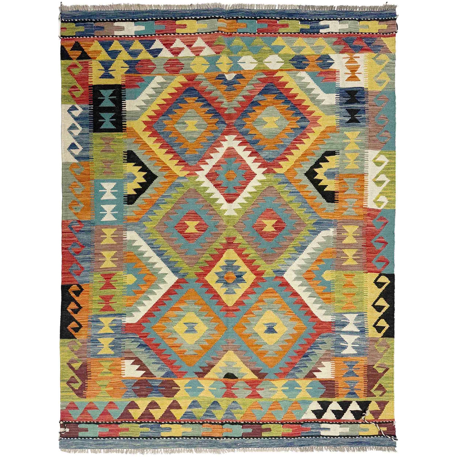 Hand Knotted Flatweave Kilim 4' 11" x 6' 9" ft / 150 x 205 cm - No. Y39244