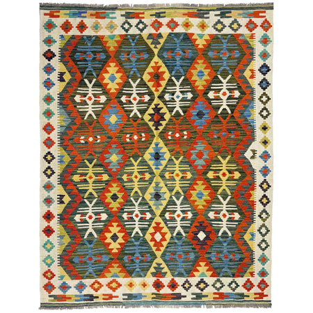 Hand Made Afghan Kilim 5' 1" x 6' 7" ft / 155 x 200 cm - No. Y39247