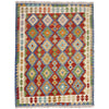 Multi Color ful Flat-Weave Wool Kilim 5' 1" x 6' 6" ft / 156 x 198 cm - No. Y39248