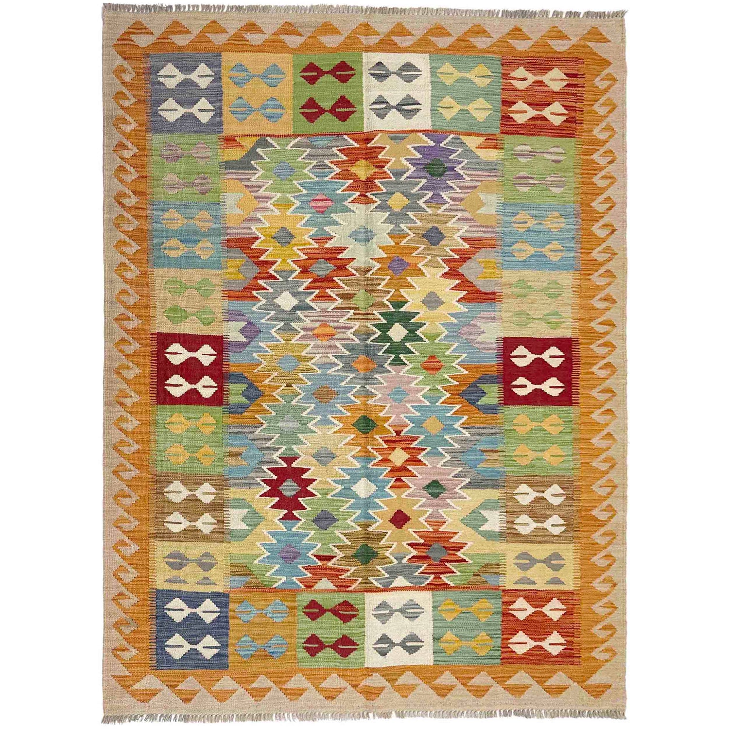 Handmade Vegetable Kilim 5' 0" x 6' 5" ft / 152 x 196 cm - No. Y39249