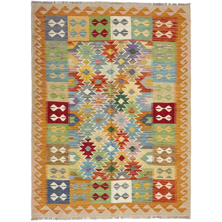 Handmade Vegetable Kilim 5' 0" x 6' 5" ft / 152 x 196 cm - No. Y39249