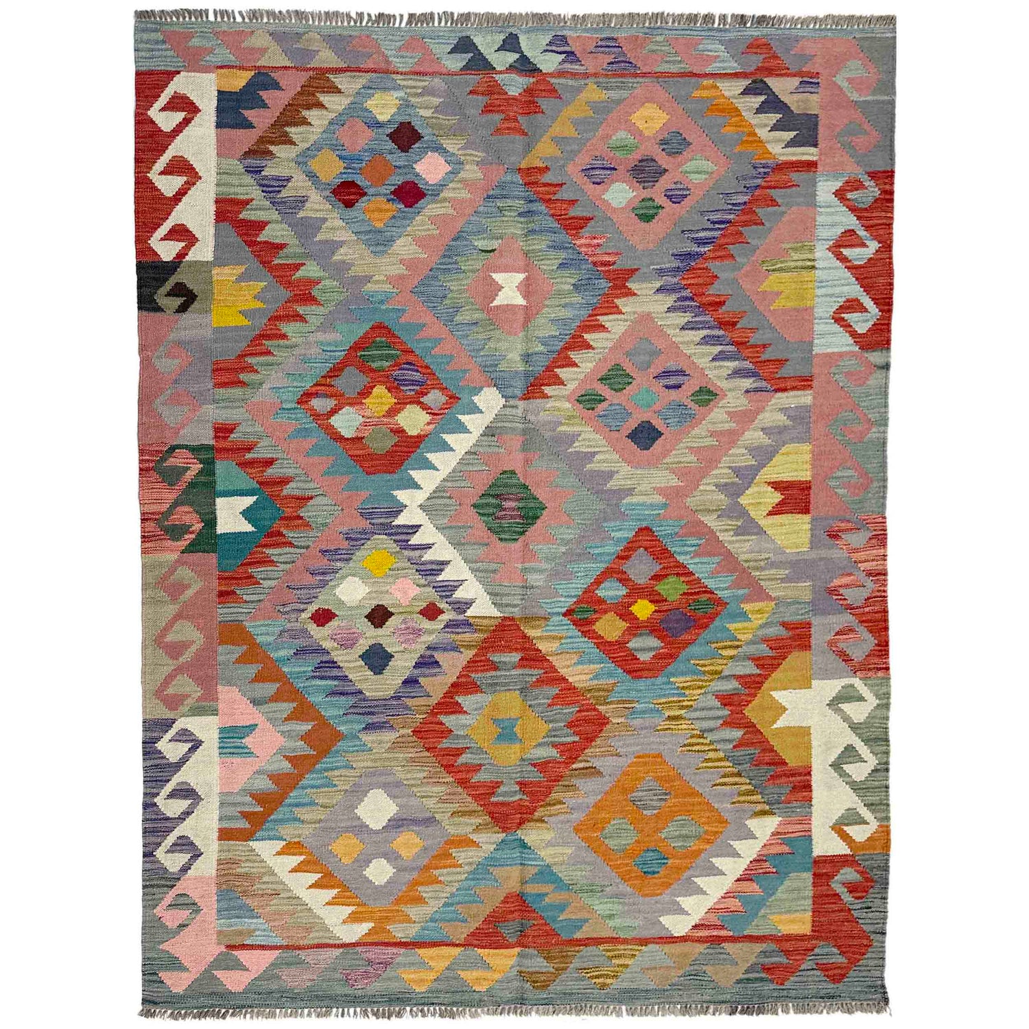 Handmade Vegetable Kelim 4' 11" x 6' 8" ft / 149 x 203 cm - No. Y39250