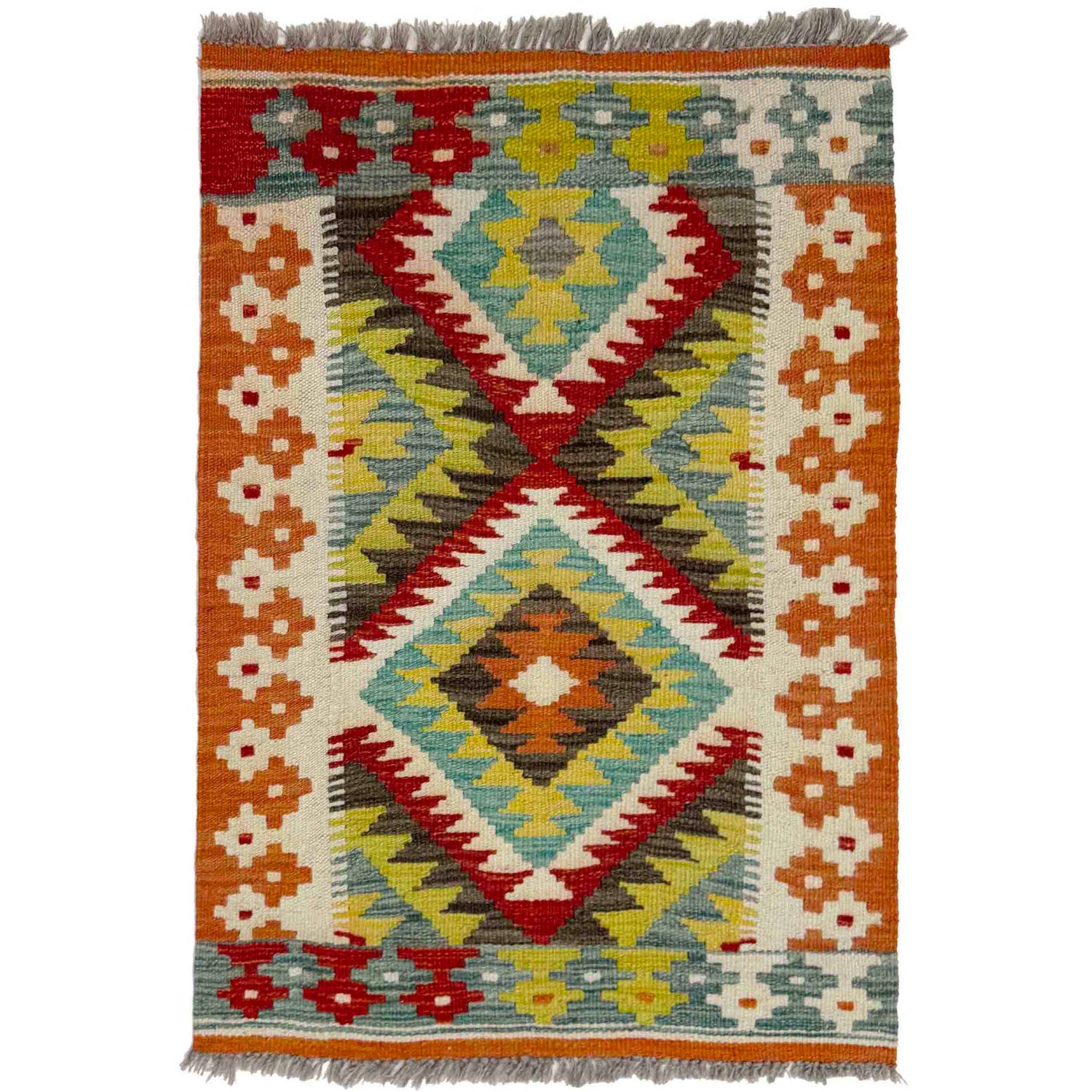 Handmade Afghan Vegetable Kilim 2' 0" x 2' 10" ft / 62 x 86 cm - No. Y39252