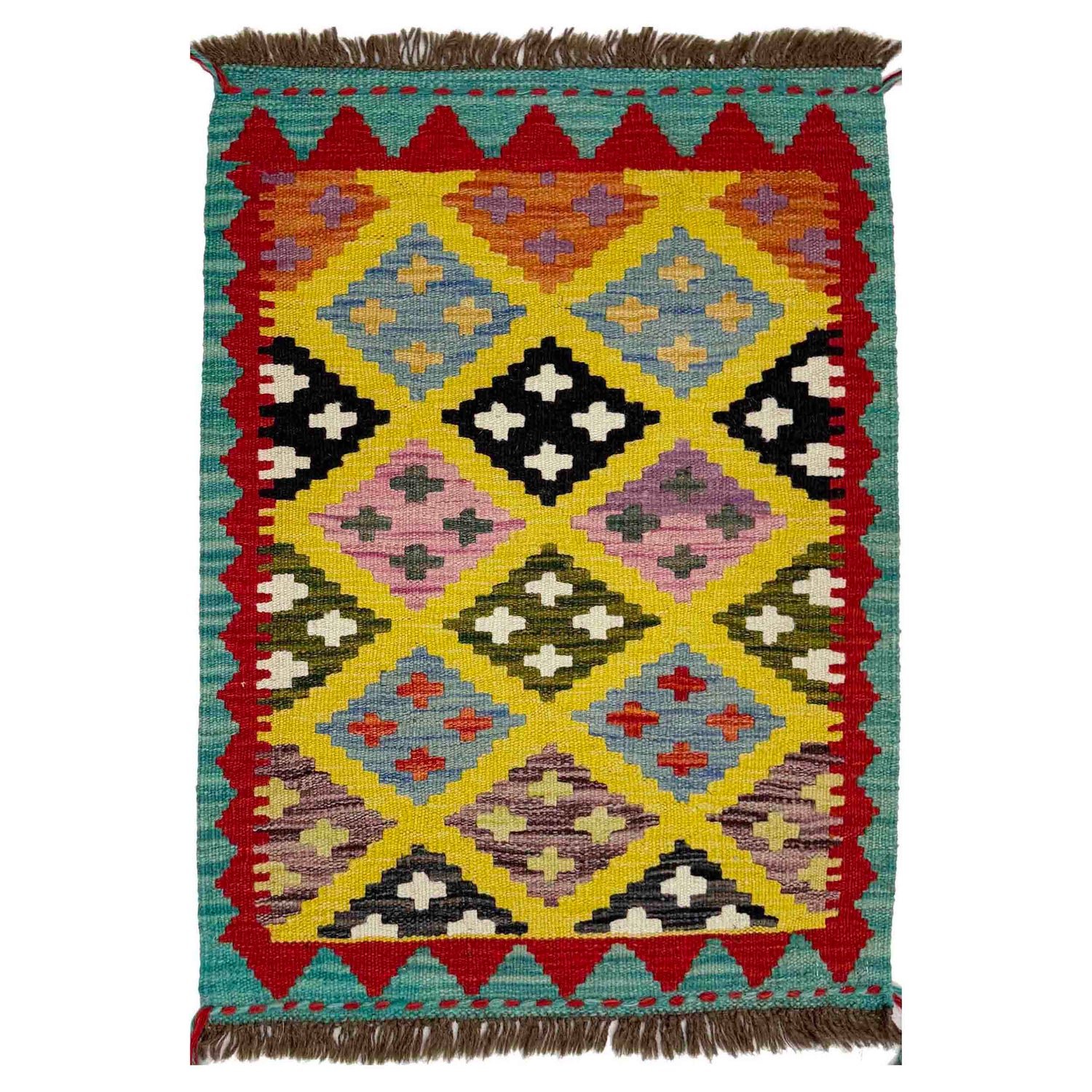 Hand Made Afghan Kilim 2' 0" x 2' 9" ft / 61 x 83 cm - No. Y39253