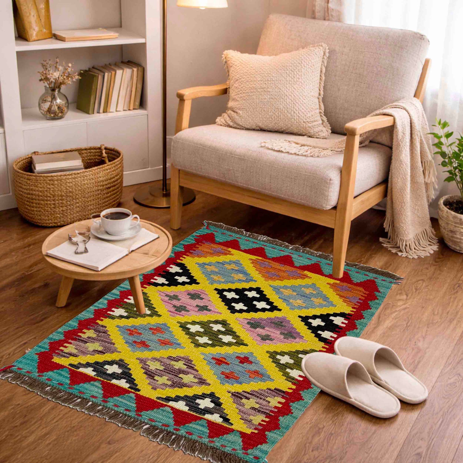 Hand Made Afghan Kilim 2' 0" x 2' 9" ft / 61 x 83 cm - No. Y39253